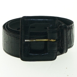 Bredt, sort læderbælte (str. 72 cm - første hul)