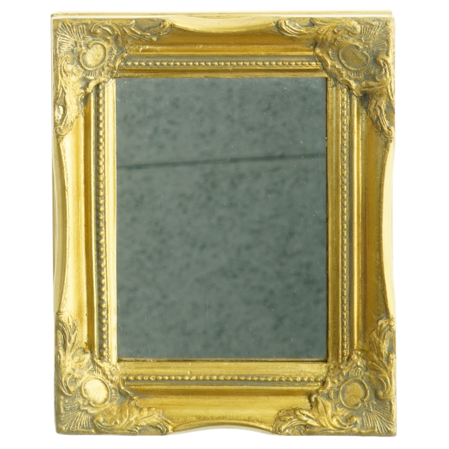 Spejl i forgyldt ramme (str. 27 x 22 cm)