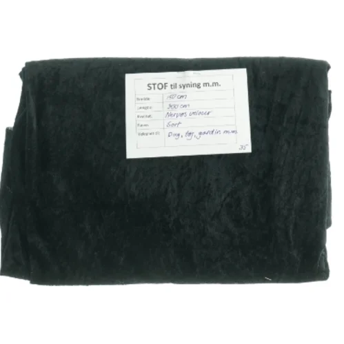Stof, sort nervøs velour (150 x 300 cm)