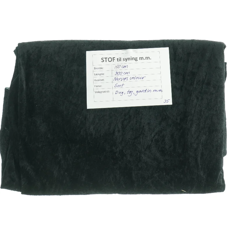 Stof, sort nervøs velour (150 x 300 cm)