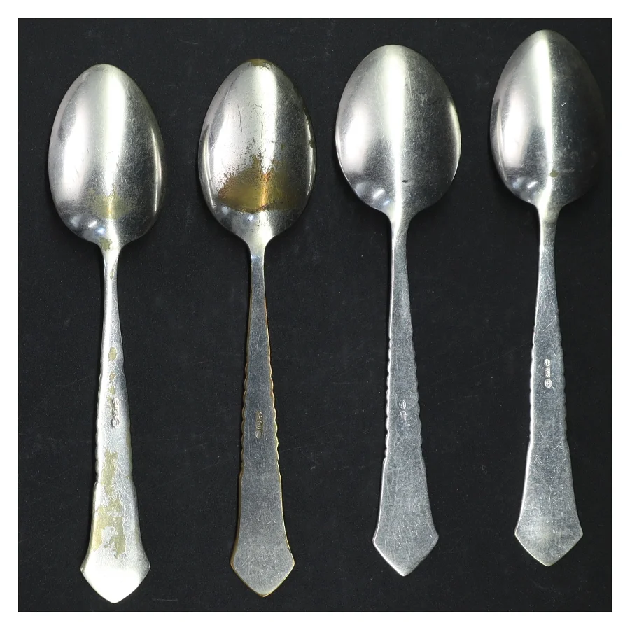 4 dessertskeer, 2-tårnet sølvplet, Louise