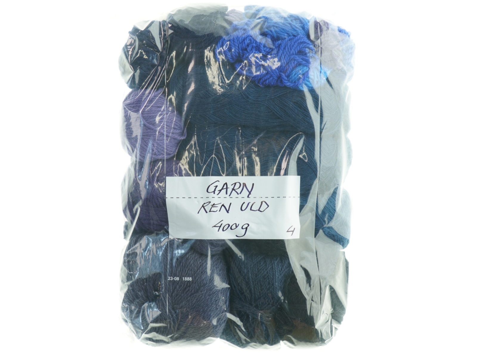 Garn, ren uld, blå og violet (400 gram)