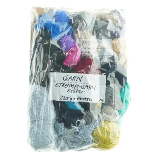 Rester af strømpegarn i mange nuancer (285 gram) 
