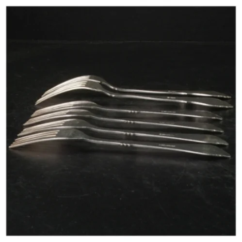 6 gafler, 2-tårnet sølvplet 