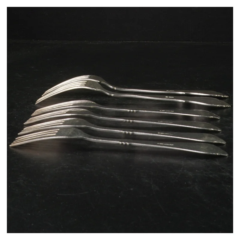 6 gafler, 2-tårnet sølvplet 