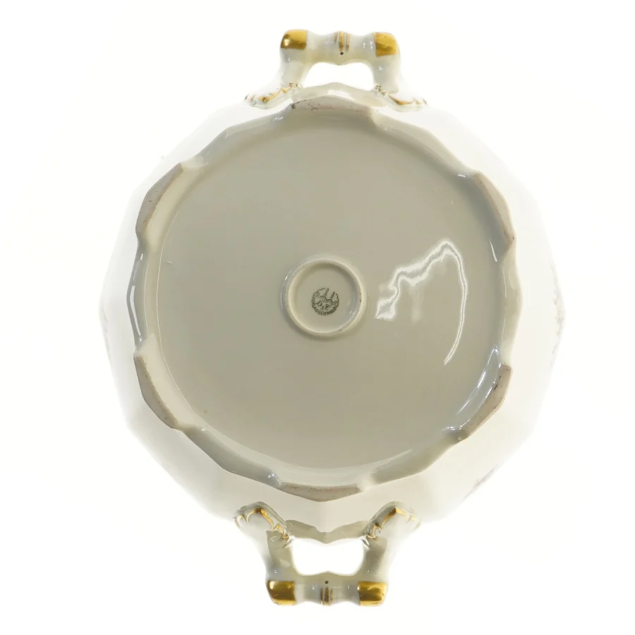 Suppeterrin i porcelæn med låg, fra Schlaggenwald (str. Ø 24 cm)