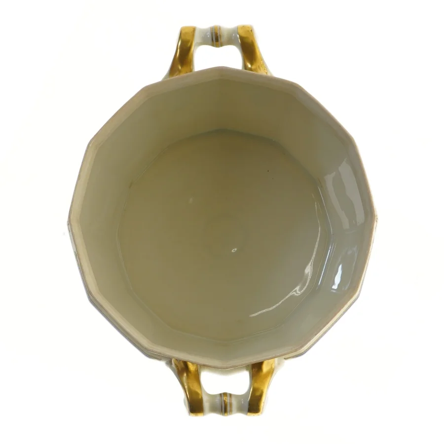 Suppeterrin i porcelæn med låg, fra Schlaggenwald (str. Ø 24 cm)