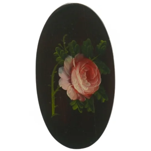 Oval trææske med rosenmotiv (str. 18,5 x. 10 cm)