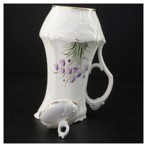 Antik hvid porcelænskande med blomsterdekoration, Bing & Grøndahl (str. 25 x 13 cm)