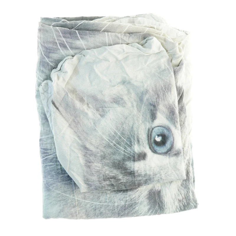 Sengesæt med katteprint (str. 130 x 176 cm og 55 x 51 cm)