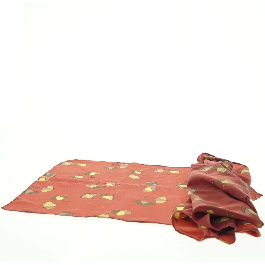Rød silketørklæde med bladeprint Charlotte Sparre fra Charlotte Sparre (str. 157 x 34 cm)