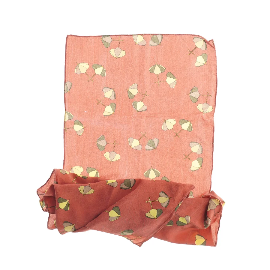 Rød silketørklæde med bladeprint Charlotte Sparre fra Charlotte Sparre (str. 157 x 34 cm)