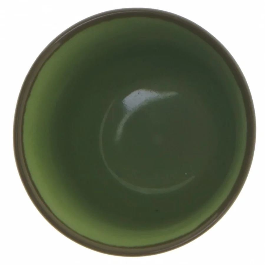 Grønne keramikkopper med blå skrift (str. Ø 8x7,5 cm)