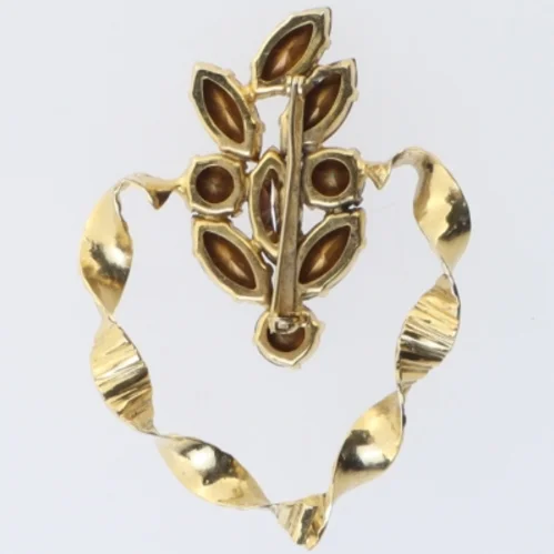 Vintage broche med farvede sten (str. 7 x 5 cm)