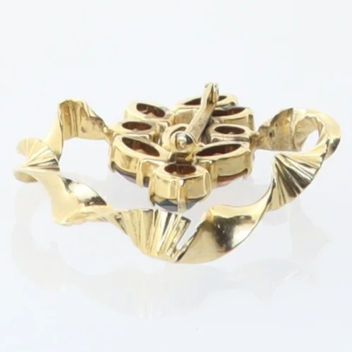 Vintage broche med farvede sten (str. 7 x 5 cm)