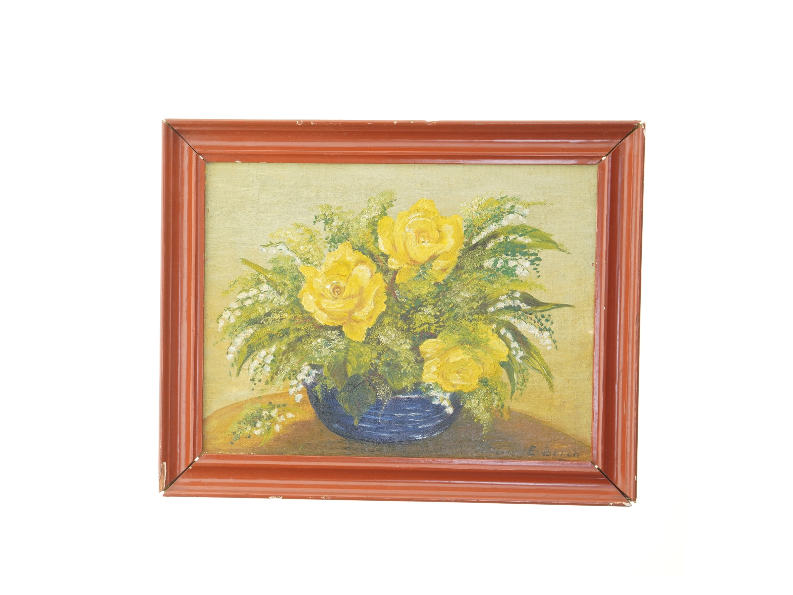 Oliemaleri med gule roser (str. 36x46 cm)