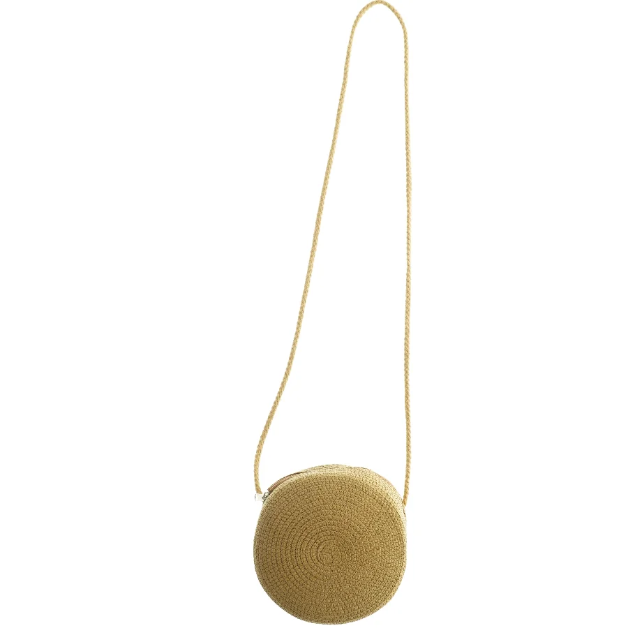 Flettet rund skuldertaske (str. Ø 16 cm)