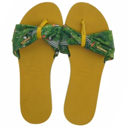 Havainas gule flip-flops med tropisk mønster fra Havaianas (str. 37)