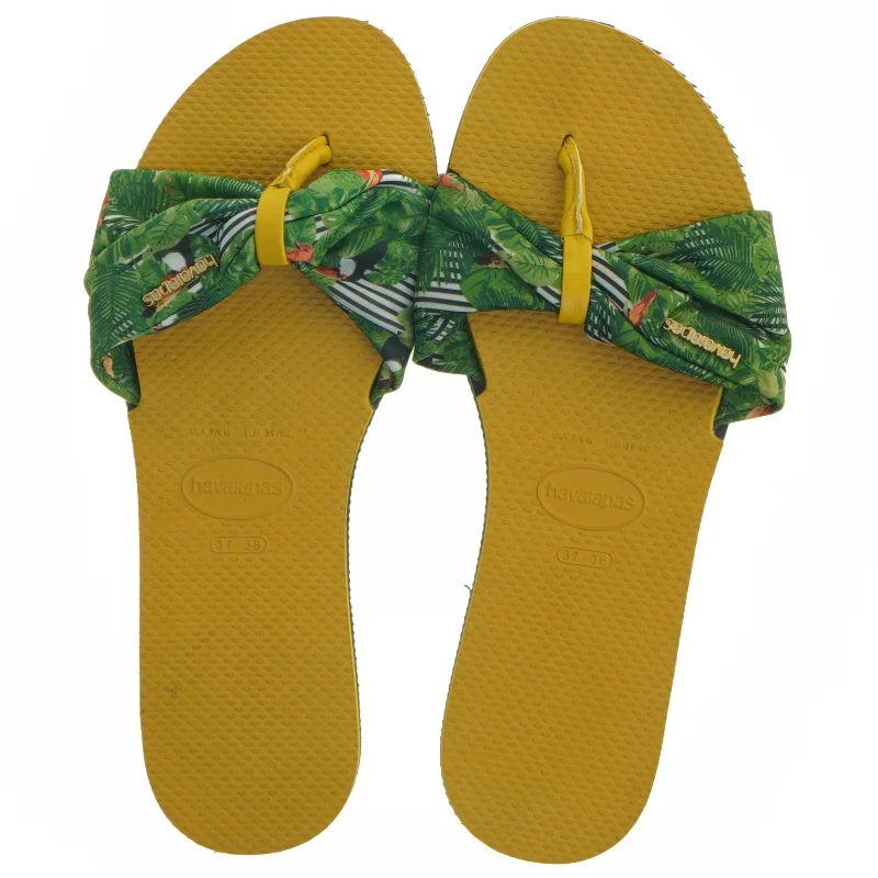 Havainas gule flip-flops med tropisk mønster fra Havaianas (str. 37)