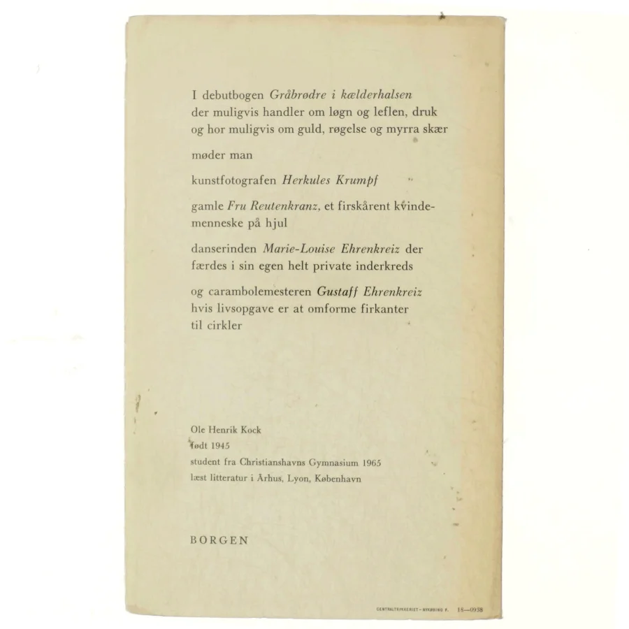 Gråbrødre i kælderhalsen af Ole Henrik Kock (bog)