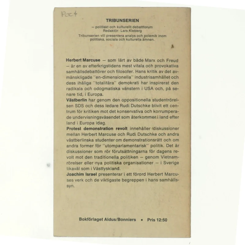 Protest demonstration revolt af Herbert Marcuse (bog)