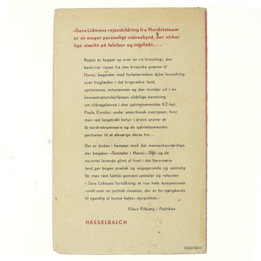 Samtaler i Hanoi af Sara Lidman (bog)