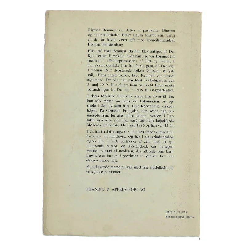 Rigmor Reumert: Erindringer om Poul Reumert og mit teaterliv