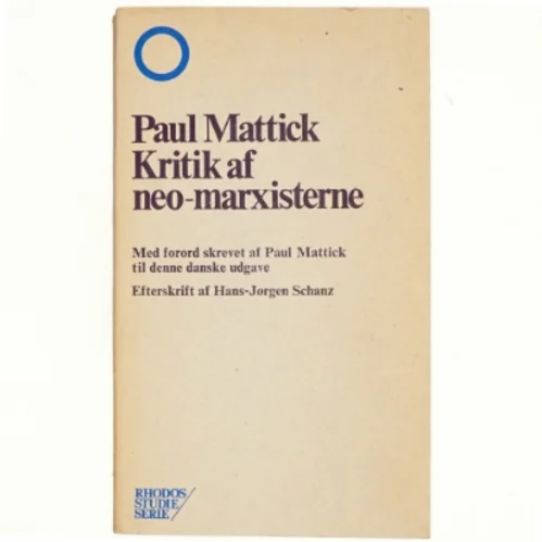 Kritik af neo-marxisterne af Paul Mattick (Bog)