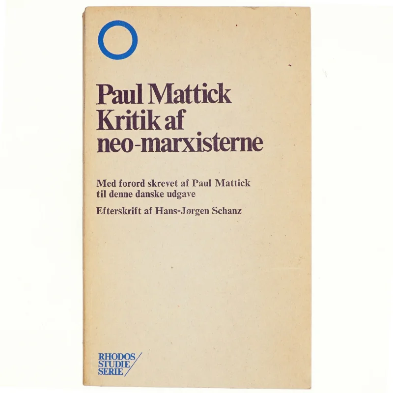 Kritik af neo-marxisterne af Paul Mattick (Bog)
