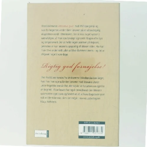 Litteratur quiz : 350 spørgsmål fra bøgernes verden af Thor Eskilstuna (Bog)