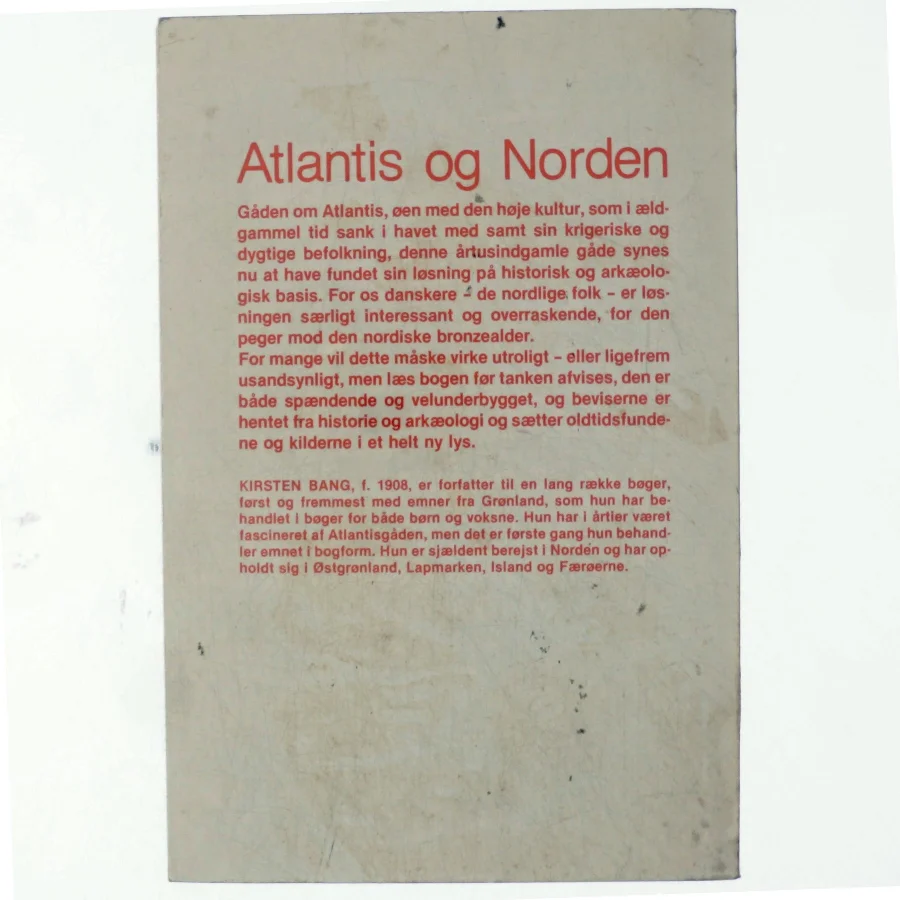 Atlantis og norden af Kirsten Bang (bog)
