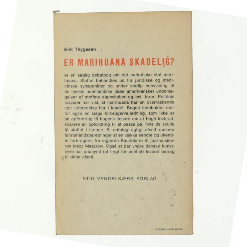 Er marihuana skadelig? af Erik Thygesen (bog)