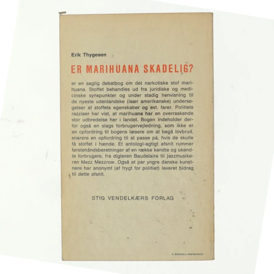 Er marihuana skadelig? af Erik Thygesen (bog)