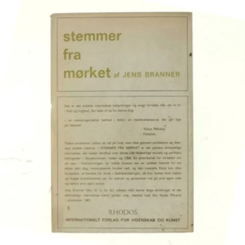 Stemmer fra Mørket af Jens Branner (bog)