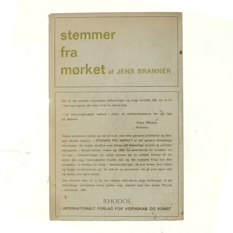 Stemmer fra Mørket af Jens Branner (bog)