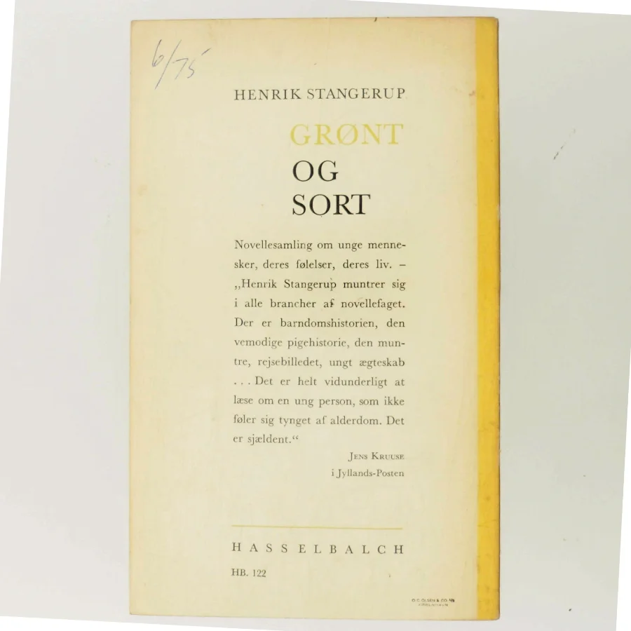 Grønt og Sort af Henrik Stangerup (Bog)