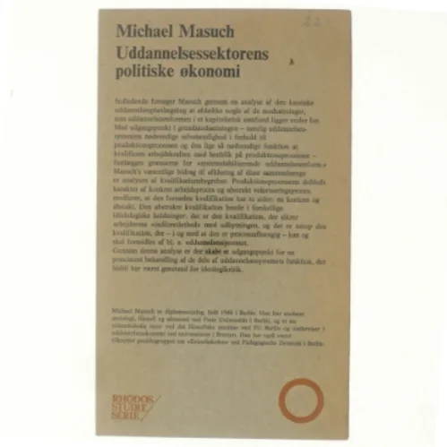Uddannelsessektorens politiske økonomi af Michael Masuch (bog)