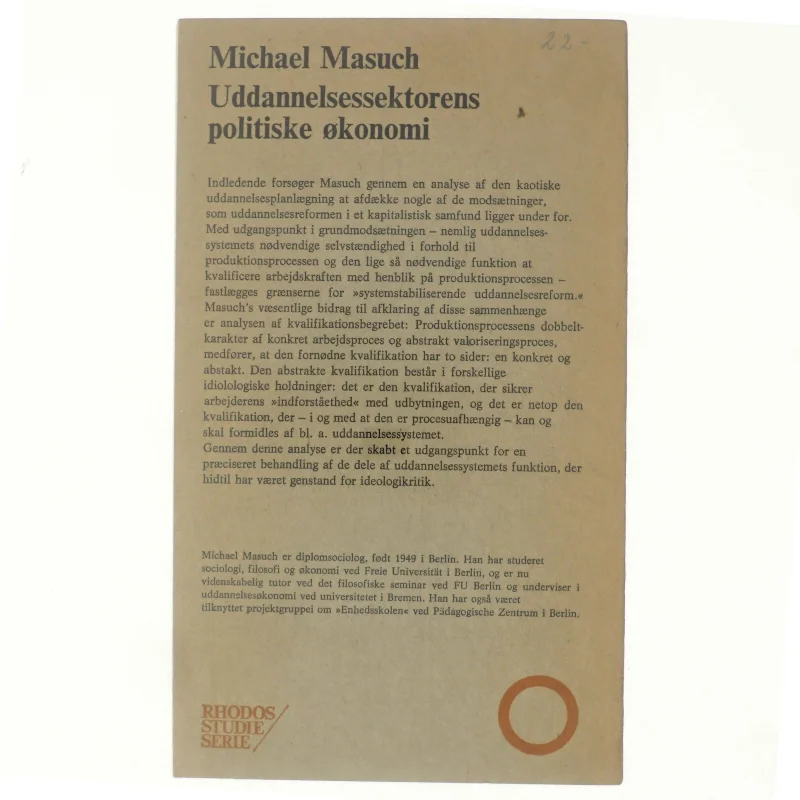 Uddannelsessektorens politiske økonomi af Michael Masuch (bog)
