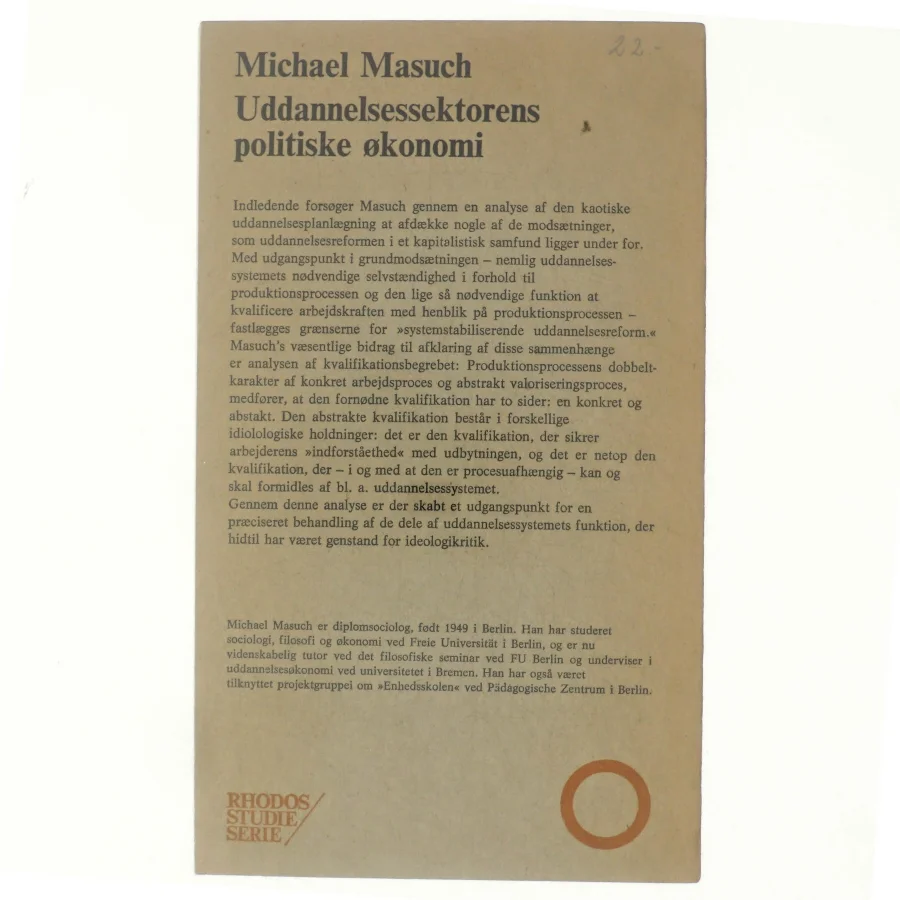 Uddannelsessektorens politiske økonomi af Michael Masuch (bog)