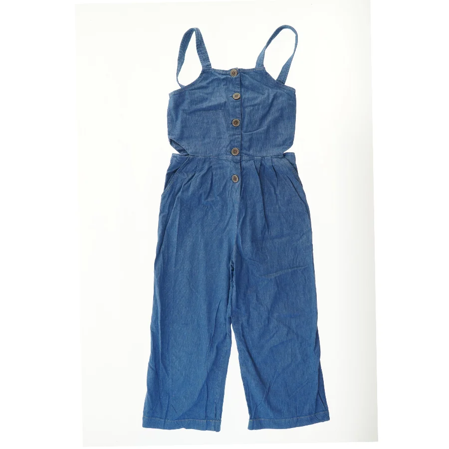 Blå ærmeløs buksedragt i denimlook fra Zara (str. 164)