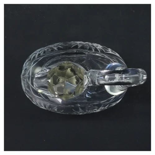 Karaffel i slebet glas med prop og hank (str. 16 cm)