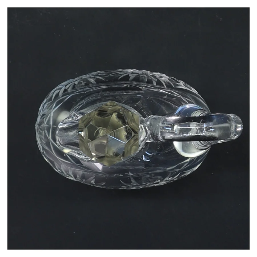 Karaffel i slebet glas med prop og hank (str. 16 cm)