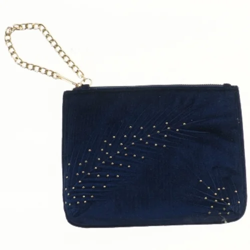 Mørkeblå clutch med guldkæde og nitter (str. 24x19 cm)