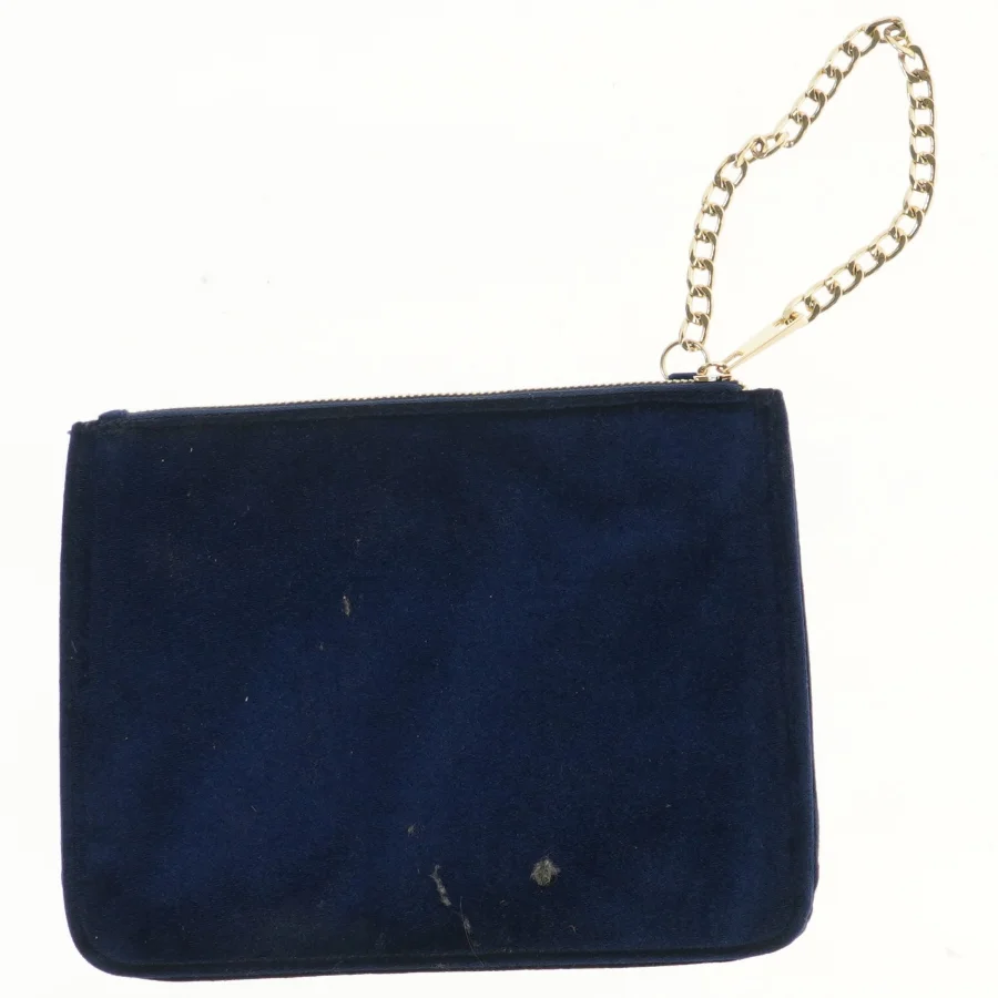Mørkeblå clutch med guldkæde og nitter (str. 24x19 cm)