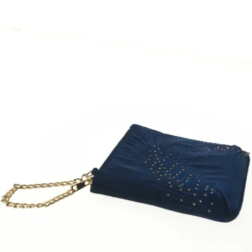 Mørkeblå clutch med guldkæde og nitter (str. 24x19 cm)