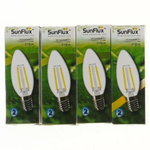 SunFlux LED kertepærer E14 2,1W 210Lm – 4 stk fra Sunflux (str. 11 cm)