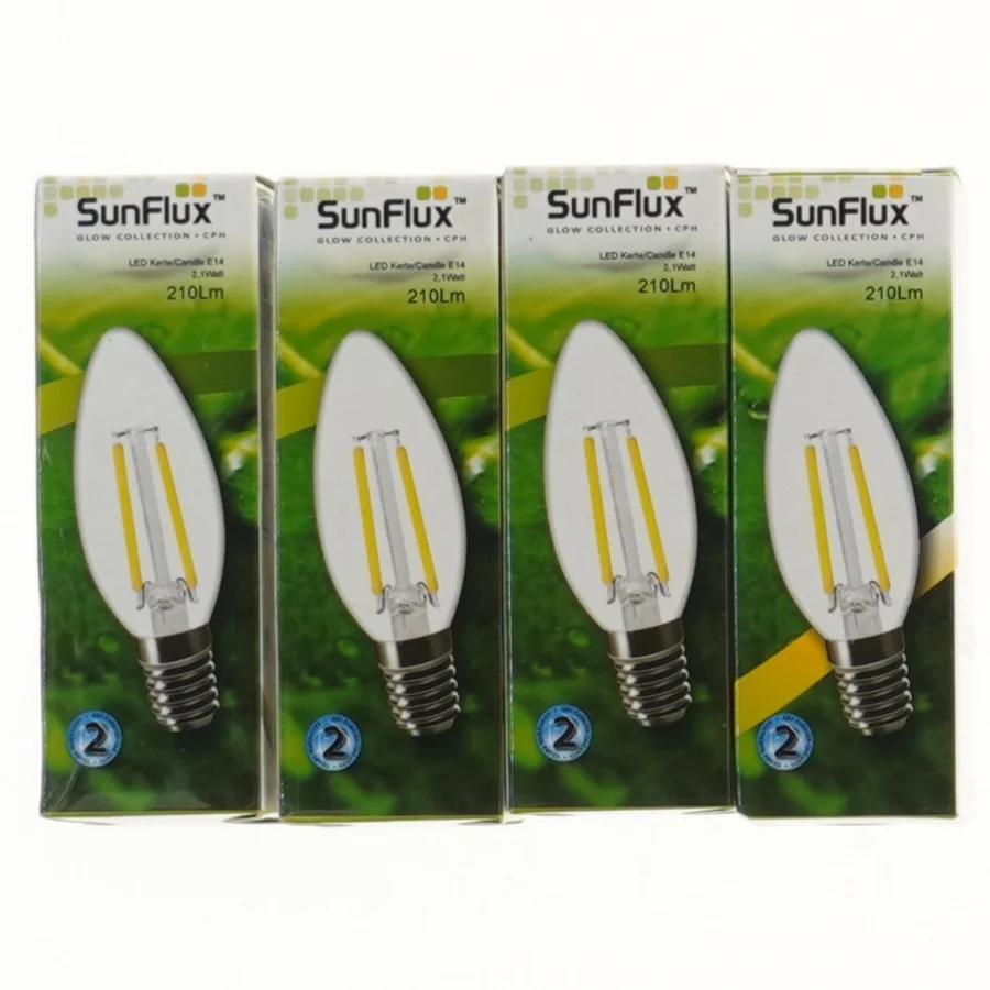 SunFlux LED kertepærer E14 2,1W 210Lm – 4 stk fra Sunflux (str. 11 cm)