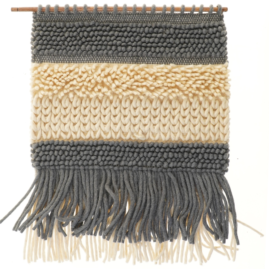 Vævet vægtæppe med frynser (str. 67x56 cm)