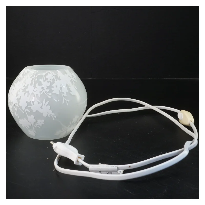 Lille glaslampe med blomstermønster (str. 11x11 cm)