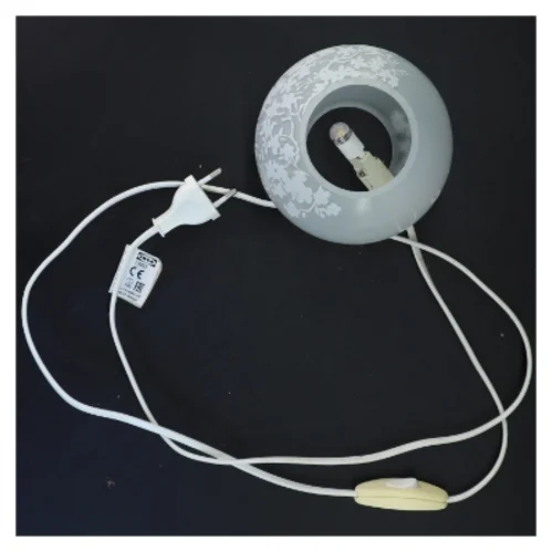 Lille glaslampe med blomstermønster (str. 11x11 cm)